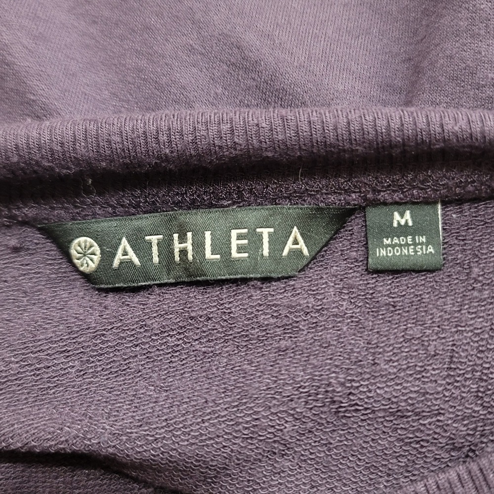 Athleta Tunic Sweatshirt Mini Dress Womens M Purple Thumbholes Atleisure Sporty - Picture 4 of 7